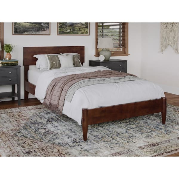 AFI Aria Walnut Brown Solid Wood Frame Twin XL Modern Low Profile Platform Bed
