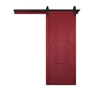 30 in. x 84 in. The Harlow III Carmine Wood Sliding Barn Door with Hardware Kit in Stainless Steel