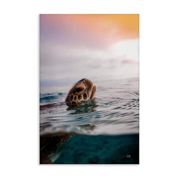 Turtle Swim at Sunrise by Max Blakesberg Studios Unframed Animal Graphic Art Print 30 in. x 20 in.