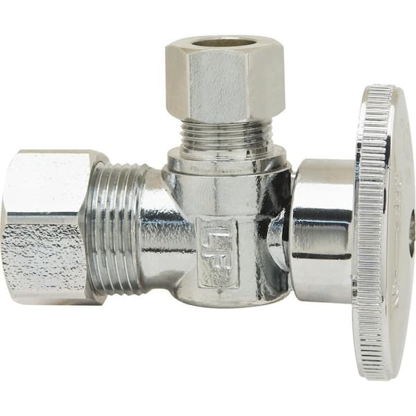 1/2 in. Nominal Compression x 3/8 in. Compression 1/4-Turn Brass Angle Stop-20 Pack