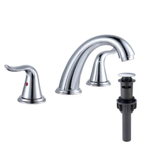 8 in. Widespread Double Handle Bathroom Faucet with Pop-up Drain in Chrome