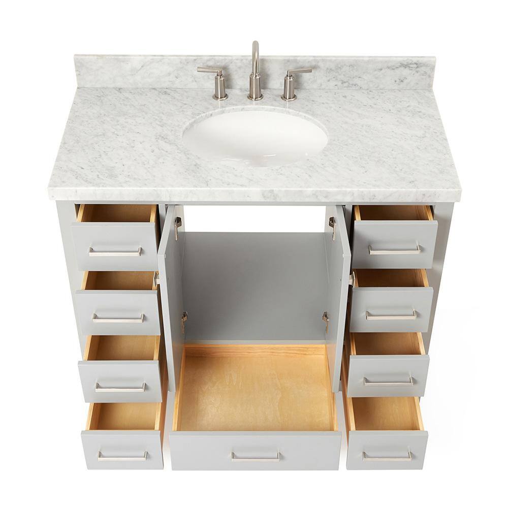 Cambridge Gray 43" Freestanding Single Sink Vanity with Marble Top