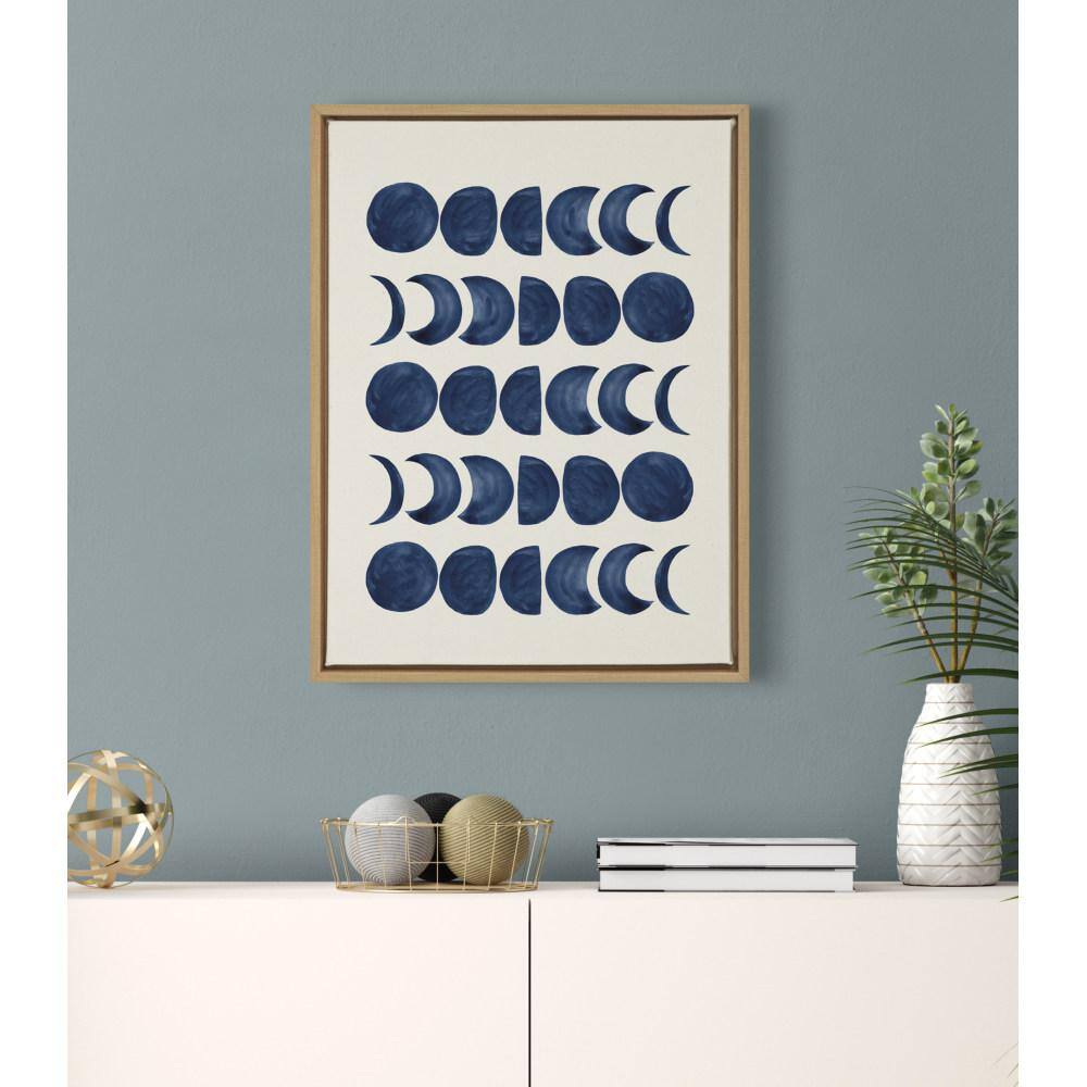 Natural Framed Moon Phases Abstract Canvas Wall Art