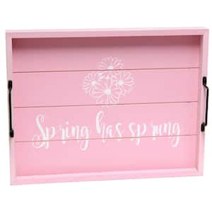 12 in. W x 2.25 in. H x 15.5 in. D "Spring has Sprung" Dusty Pink Decorative Wood Serving Tray