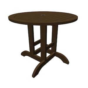 Sequoia Professional Weathered Acorn Round Plastic Outdoor Dining Table
