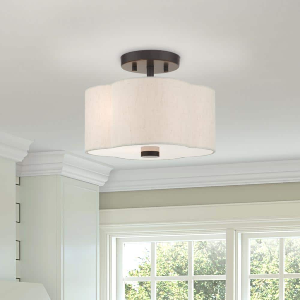 Solstice English Bronze 2-Light LED Drum Semi-Flush Mount
