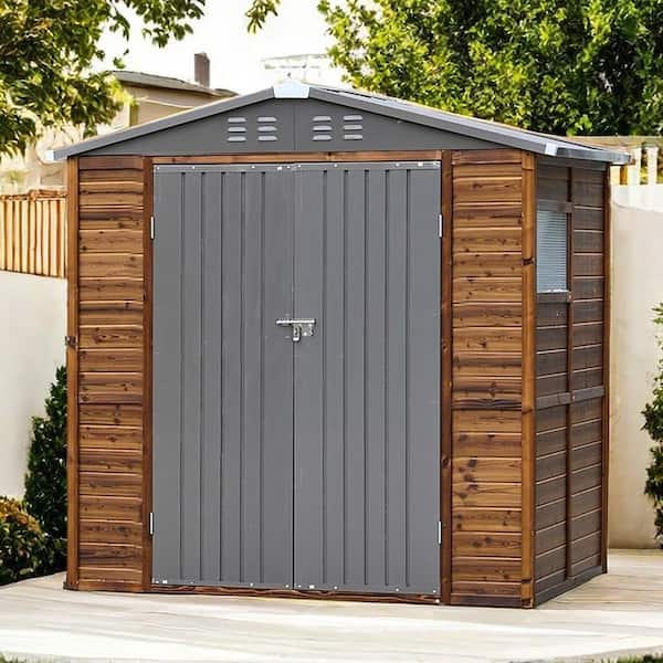 6 ft. W x 4 ft. D Outdoor Iron-Wood Combination Shed with 2 Windows and 4 Vents