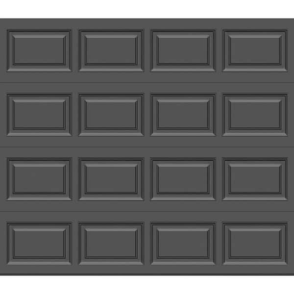 Classic Steel Short Panel 9 ft. x 7 ft. Insulated 18.4 R-Value Charcoal Garage Door without windows
