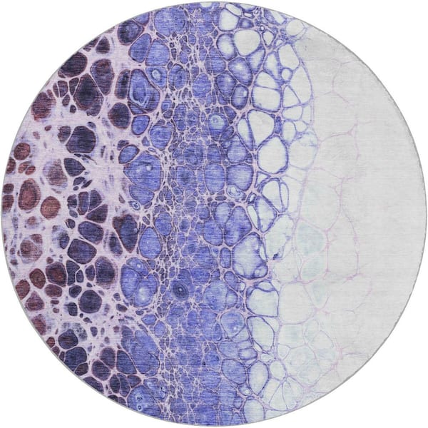 Dream Shag Premium Machine Washable Abstract ADS707 Purple 8 ft. x 8 ft. Round Rug