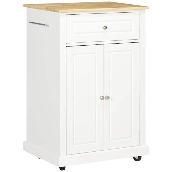 Unbranded Cream White Wood 24.75 in. Kitchen Island with Drawer, Adjustable Shelf and 2 Towel Racks
