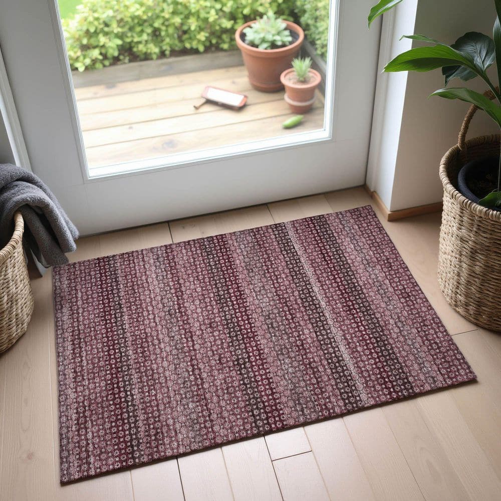 Mayfield Premium Machine Washable Abstract AMF1419 Garnet 2 ft. x 3 ft. Area Rug price history on PriceWatchPro