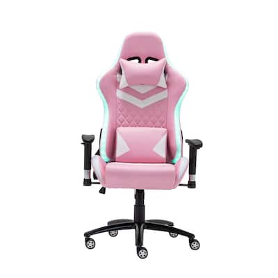 High-Back Ergonomic Pink Upholstered Gaming Chair with Lumbar Support