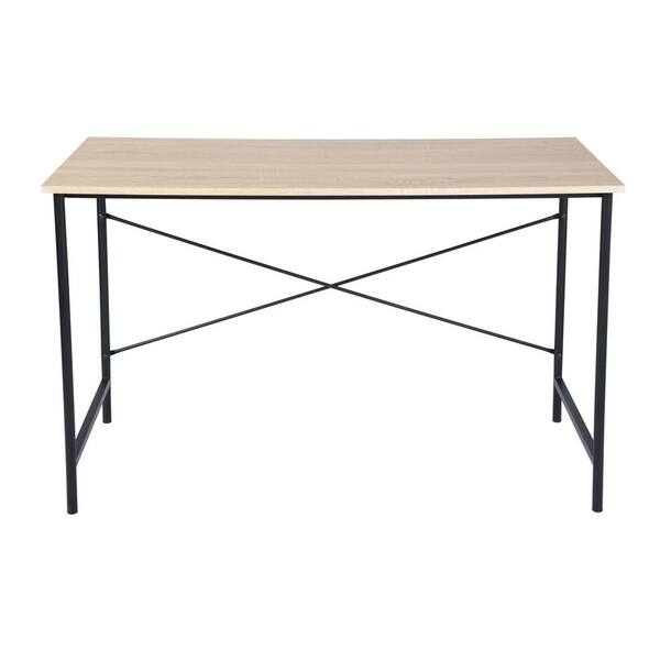 Spaco 47.2 in. Rectangular Beige Black Wood Home Office Writing Desk with Metal Frame