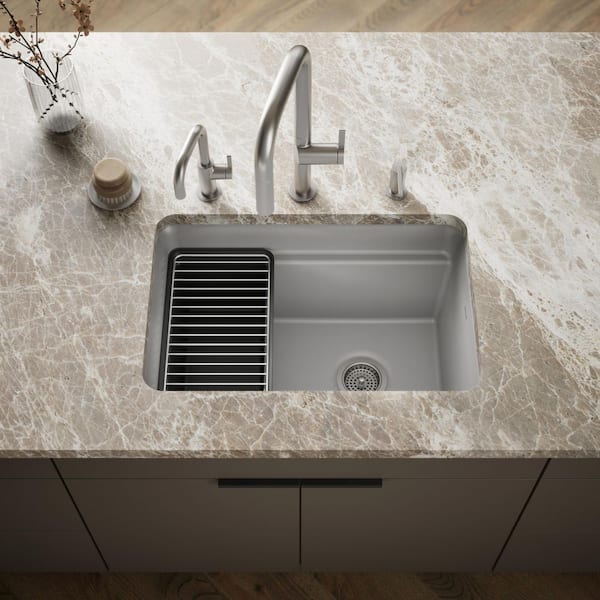 Cairn 18-5/16 in. x 27-1/2 in. x12-5/8 in. Composite Undermount Utility Sink in Matte Grey