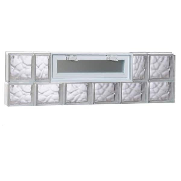 Clearly Secure 46.5 in. x 13.5 in. x 3.125 in. Frameless Wave Pattern Vented Glass Block Window