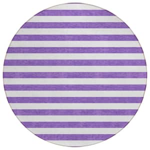 Chantille ACN528 Purple 8 ft. x 8 ft. Round Machine Washable Indoor/Outdoor Geometric Area Rug
