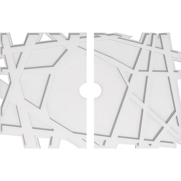 Ekena Millwork 34 in. W x 22-5/8 in. H x 3 in. ID x 1 in. P Novo Architectural Grade PVC Contemporary Ceiling Medallion (2-Piece)