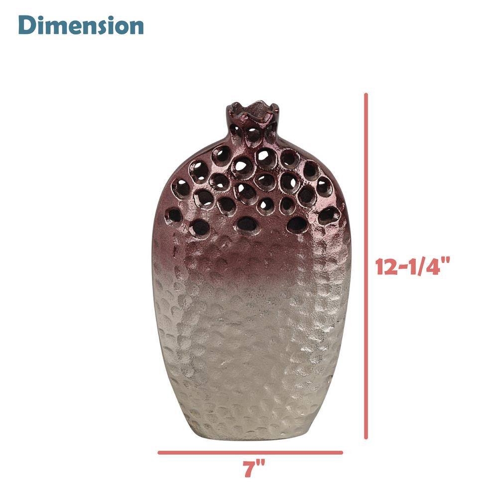 Two-Tone Hammered Aluminum Bud Vase for Table Decor