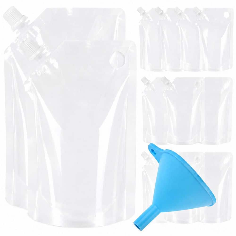 10-Pack Clear Plastic Flask Drink Pouches, 5 Each 16 oz and 8 oz, with Funnel price history on PriceWatchPro