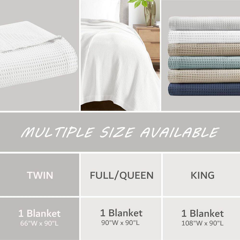 White Twin Waffle Weave Cotton Blanket