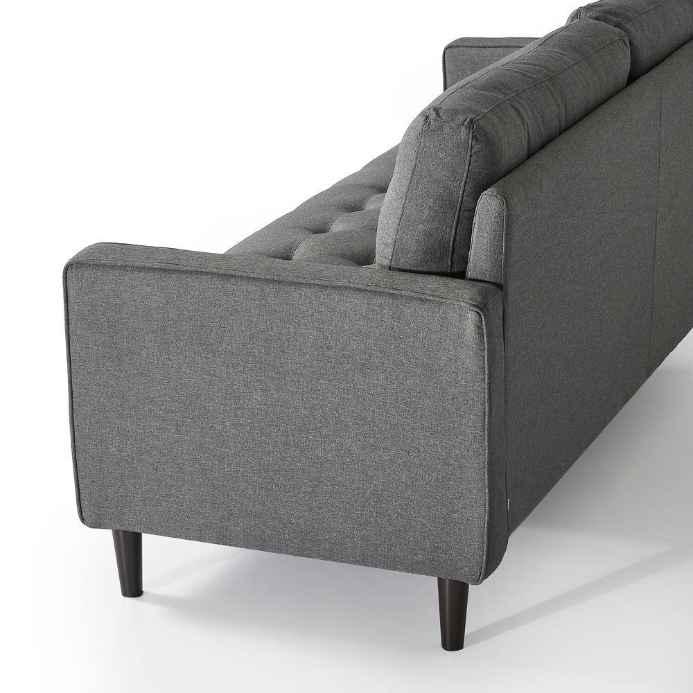Dark Grey Tufted Fabric Loveseat with Track Arms and Metal Legs