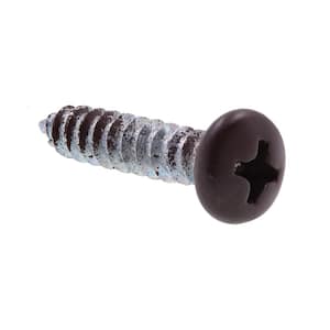 #8 x 3/4 in. Zinc Plated Steel With Brown Head Phillips Drive Pan Head Self-Tapping Sheet Metal Screws (25-Pack)