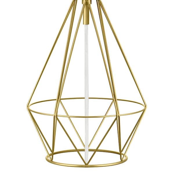 Winfield 23 in. 1 Light Gold Indoor Geometric Metal Table Lamp with Fabric Lamp Shade