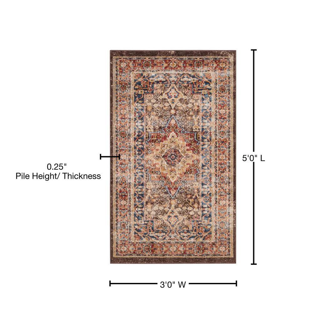 Reversible Rectangular Blue Synthetic 36" Stain-Resistant Rug