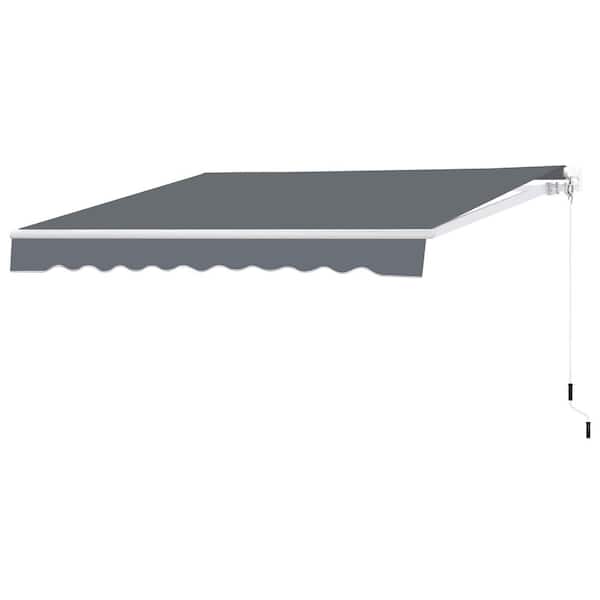 13 ft. Outdoor Retractable Awning Patio Sun Shade with UV Protection (96 in. Projection) in Gray