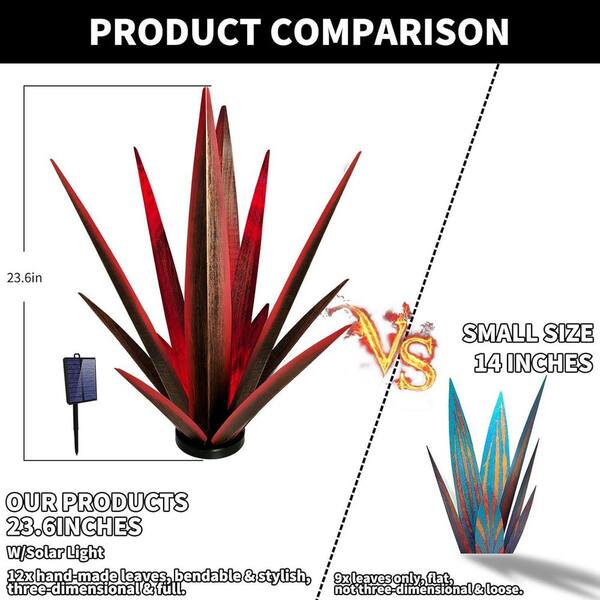 Solar Light Rustic Tequila Agave Sculpture (Red-L) - Large Hand