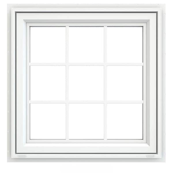 JELD-WEN 35.5 in. x 35.5 in. V-4500 Series White Vinyl Awning Window with Colonial Grids/Grilles