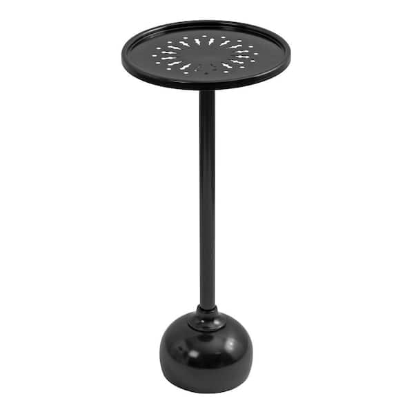 Kate and Laurel Miki 10 in. Black Round Metal End Table