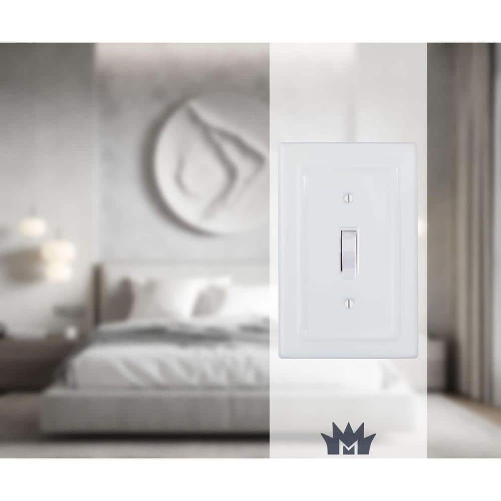 Classic White Metal 1-Gang Toggle Wall Plate Cover