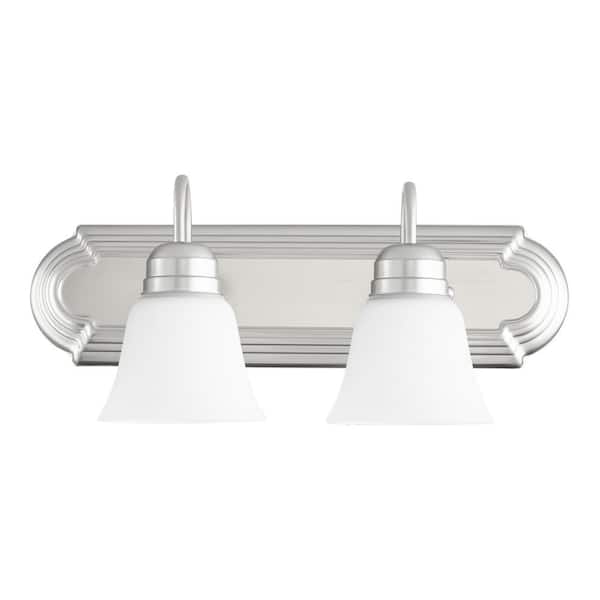 Quorum INTERNATIONAL Traditional 18 in. W 2-Lights Satin Nickel Vanity Light with Faux Alabaster