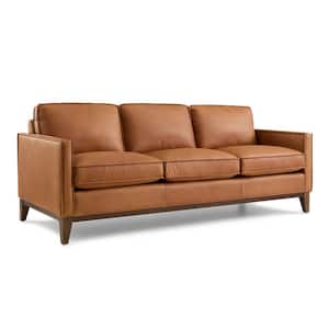 Chatfield 84 in. Square Arm 3-Seater Removable Cushions Sofa in Chestnut