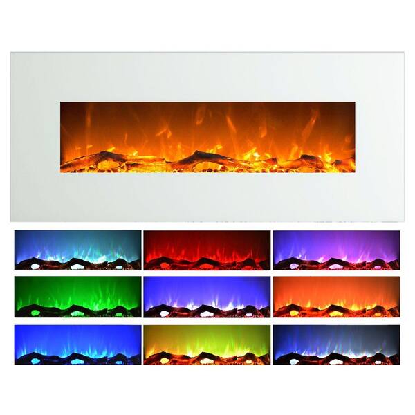 Northwest 50 in. Electric Fireplace Color Changing Wall in White