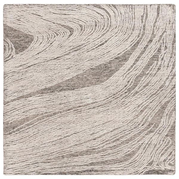 Abstract Charcoal/Ivory 4 ft. x 4 ft. Classic Marble Square Area Rug