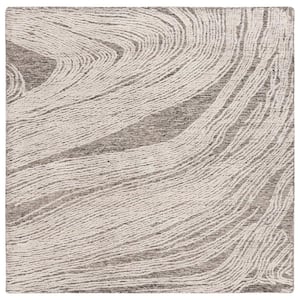 Abstract Charcoal/Ivory 6 ft. x 6 ft. Classic Marble Square Area Rug