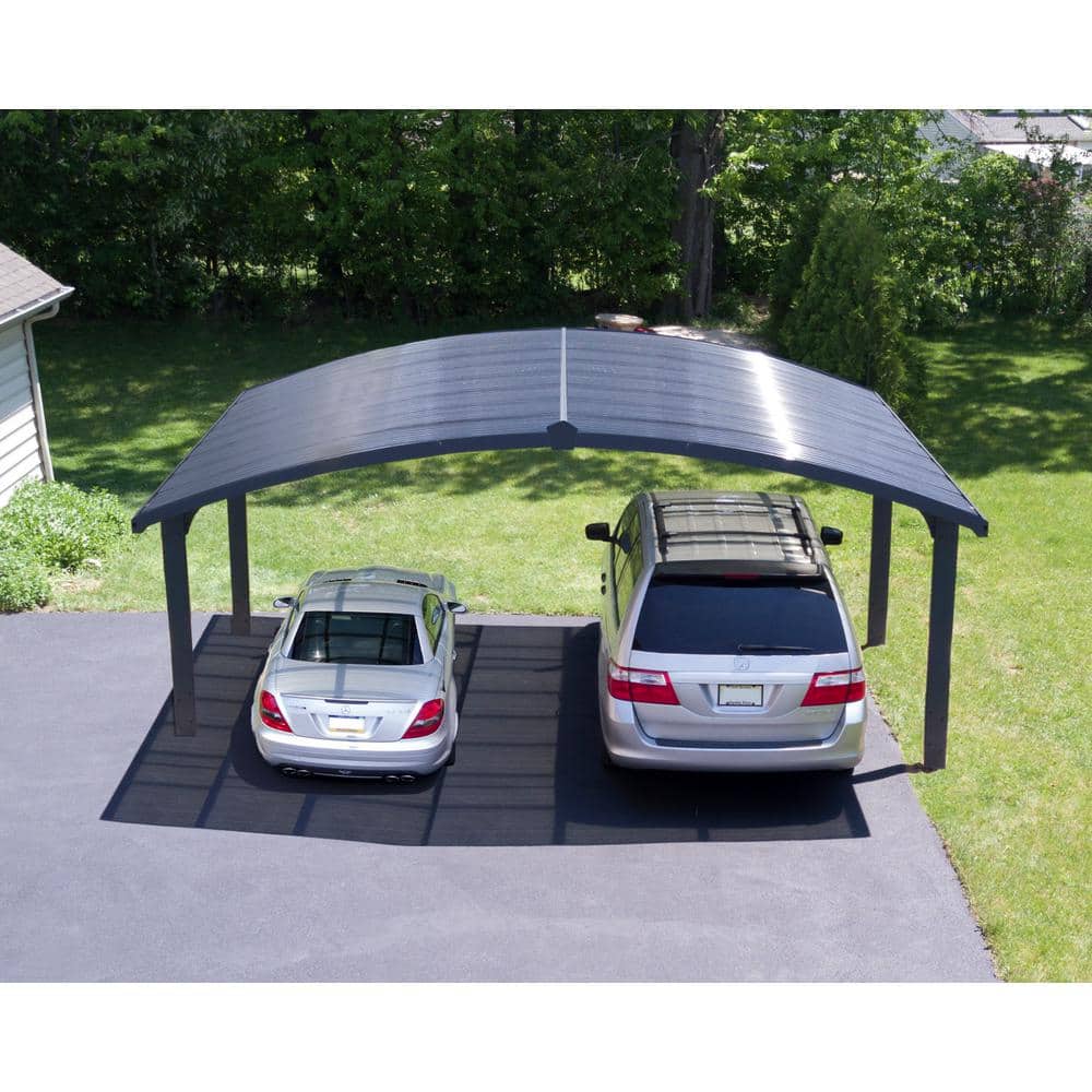 Arizona Wave Gray Double Arch Carport with Corrugated Roof Panels