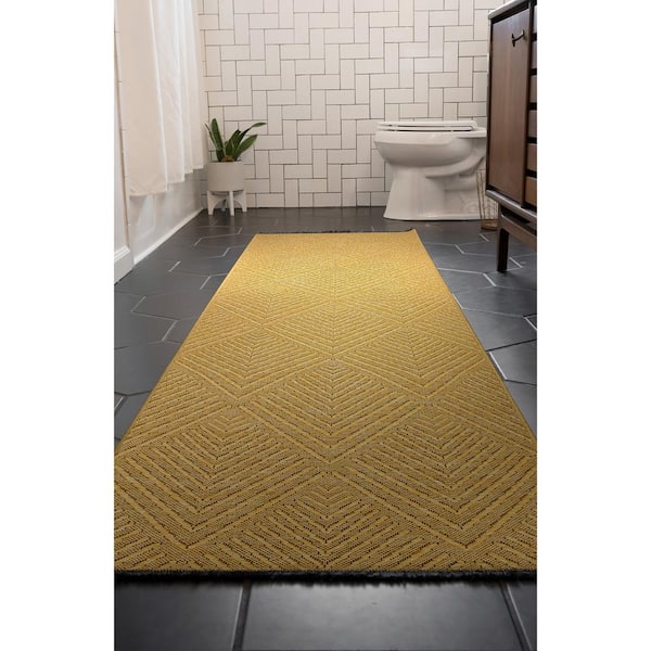 Alma Gold 2 ft. x 8 ft. Diamond Machine Washable Indoor Runner Rug