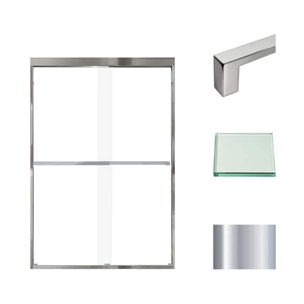 Transolid Frederick 47 in. W x 70 in. H Sliding Semi-Frameless Shower Door in Polished Chrome with Clear Glass