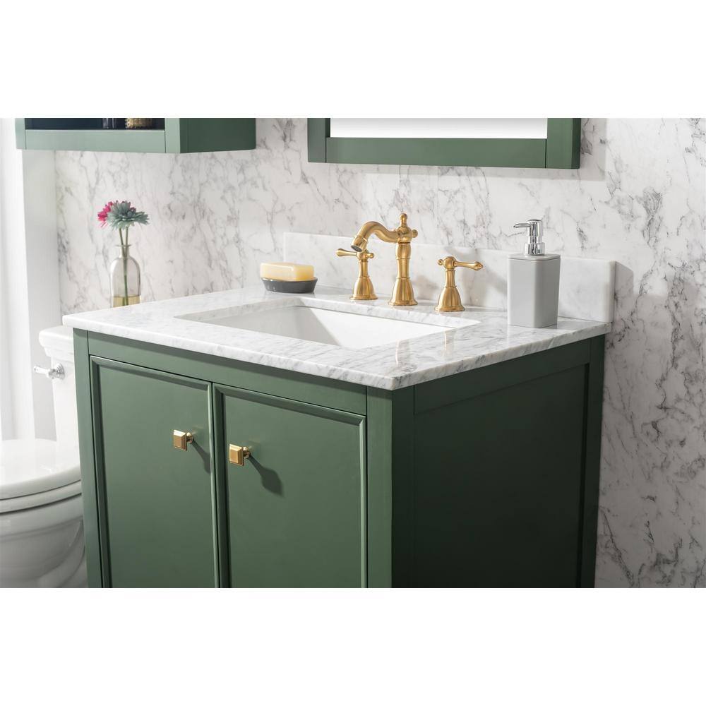 Vogue Green 30" Sink Vanity Cabinet with Carrara White Top