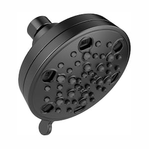 5-Spray Patterns 1.75 GPM 4.19 in. Wall Mount Fixed Shower Head with H2Okinetic in Matte Black