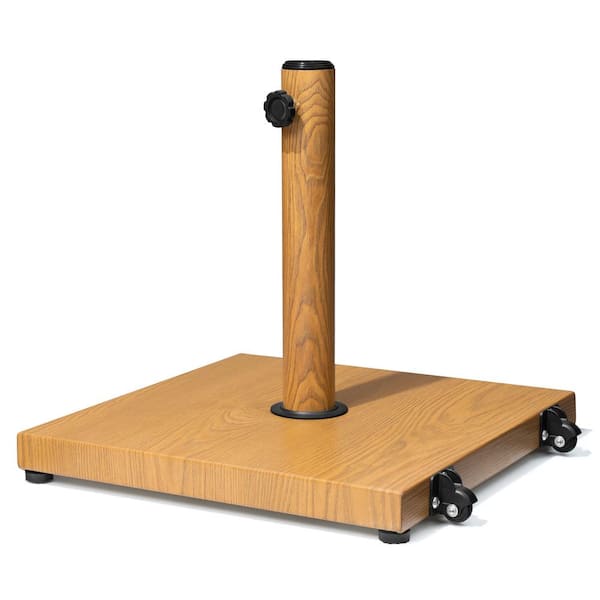 Pellebant 40 lbs. Outdoor Patio Umbrella Base with Wheels in Echo Teak