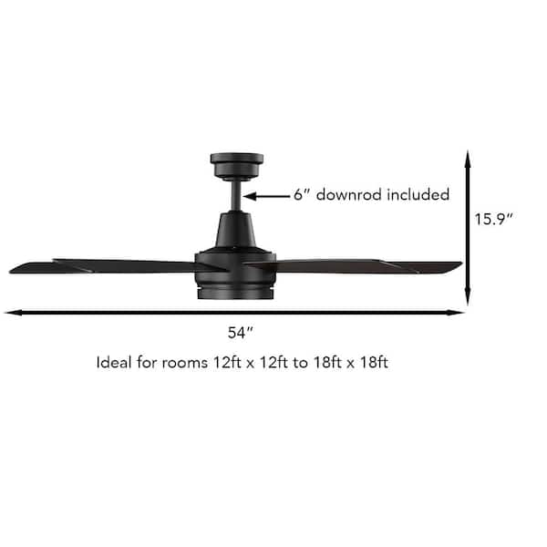 Fanelee 54 in. White Color Changing LED Matte Black Smart Ceiling Fan with Light Kit and Remote Powered by Hubspace