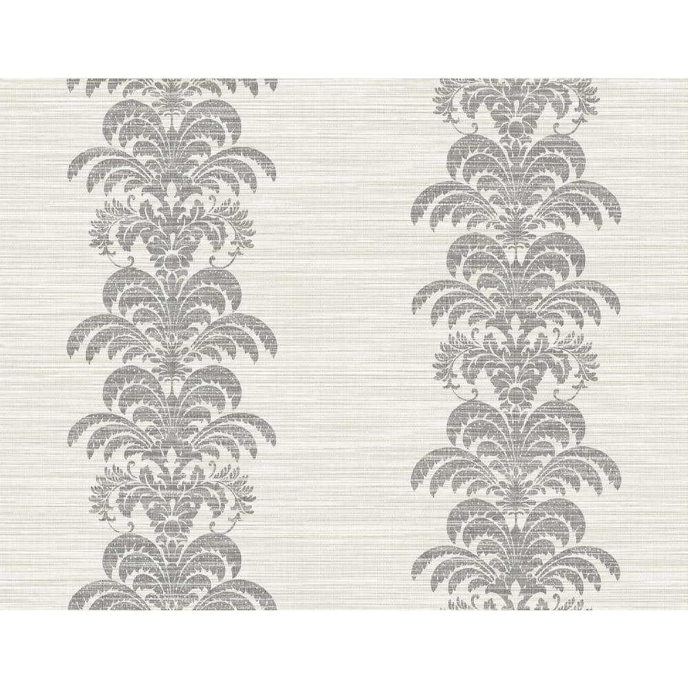 Elegant Charcoal & Ivory Damask Pattern Washable Wallpaper