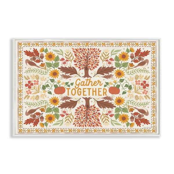 Stupell Industries Gather Together Pattern by Laura Marshall White Framed Graphic Nature Art Print 20 in. x 30 in.