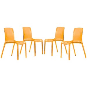 Murray Modern Lightweight and Stackable Dining Chair Set of 4 in Transparent Orange