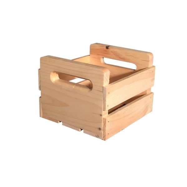 Crates & Pallet 7.75 in. x 5.625 in. Natural Pine Wine Crate Carrier