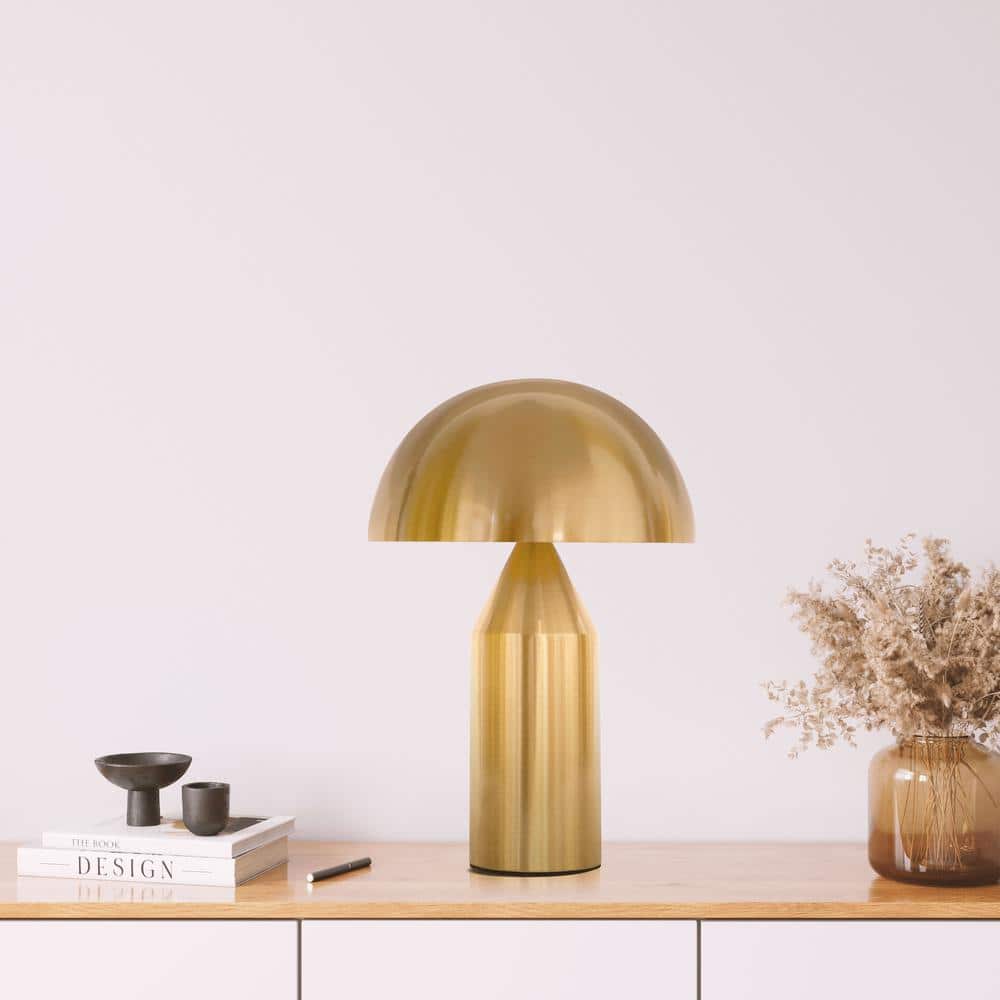 Antique Brass 15" Modern Mushroom LED Table Lamp